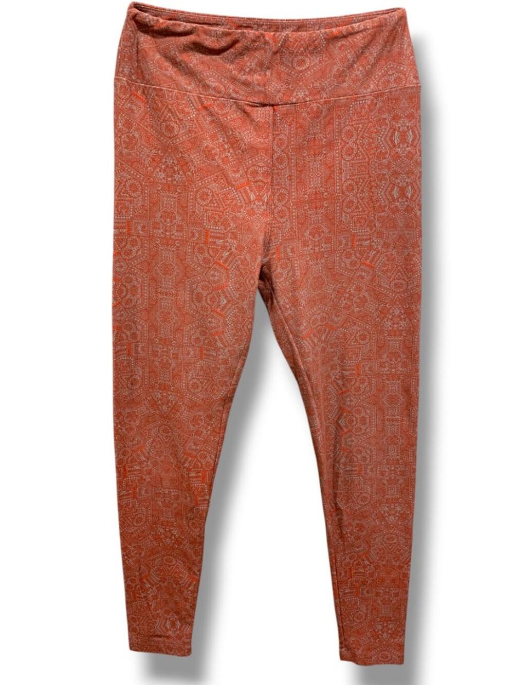 One Size LulaRoe Leggings Burgundy Gray Pattern‎ Soft Womens